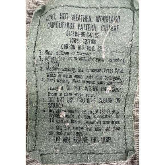 US Army Woodland Camo Hot Weather Coat Size Small Short With Patches - Picture 11 of 12